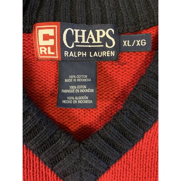 Chaps Ralph Lauren XL Men’s V-Neck Knit Sweater Vintage - Picture 4 of 10